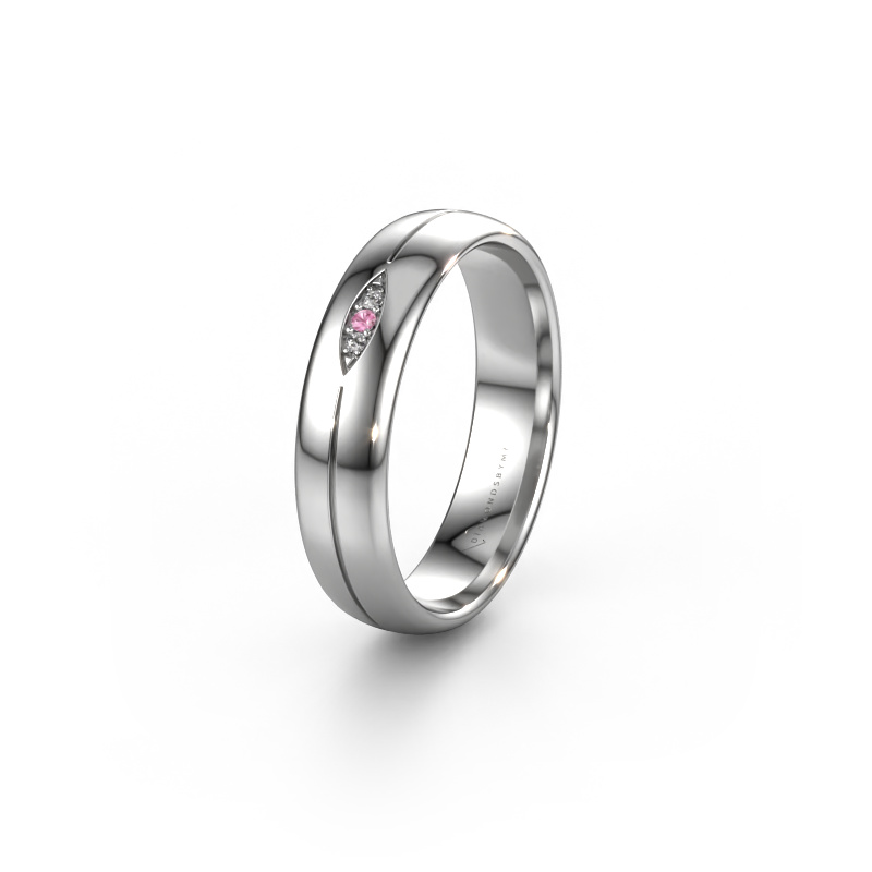 Image of Wedding ring WH0219L35X 950 platinum ±0.20x0.05 in Pink sapphire