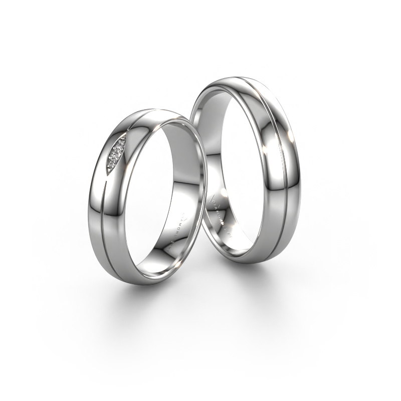 Bild von Eheringe set WH0219LM35XP ±5x1.5 mm 14 Karat Weißgold Diamant 0.008 crt