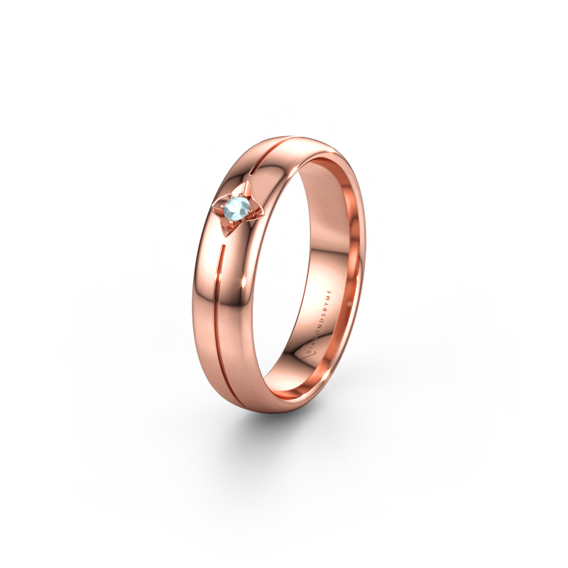 Immagine di Fede nuziale WH0221L35X 585 oro rosa ±5 x 1,5 mm Acquamarina