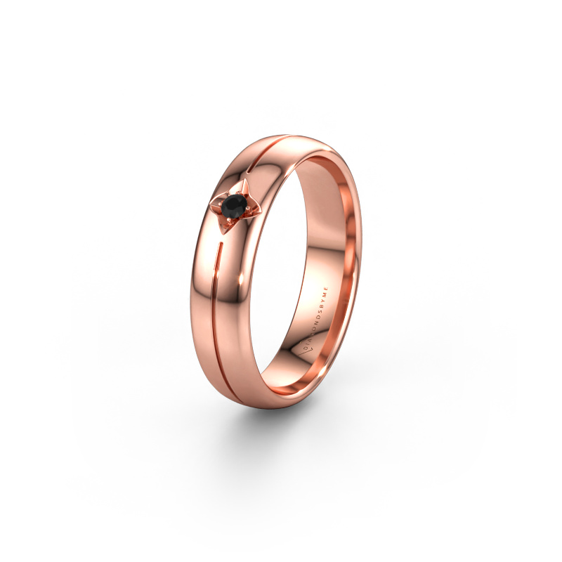 Immagine di Fede nuziale WH0221L35X 585 oro rosa ±5 x 1,5 mm Diamante nero