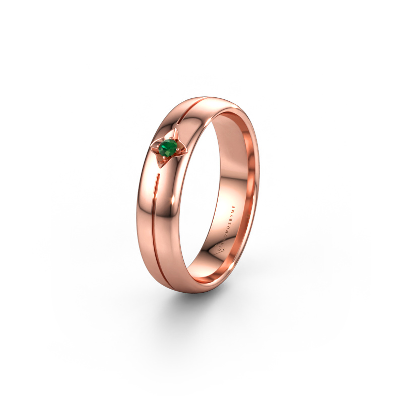 Afbeelding van Trouwring WH0221L35X 585 rosé goud ±5 x 1,5 mm Smaragd