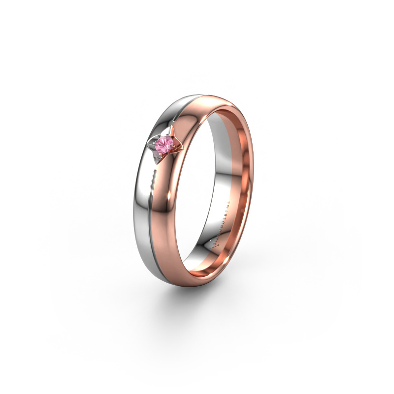 Image of Wedding ring WH0221L35X 585 rose gold ±0.20x0.06 in Pink sapphire