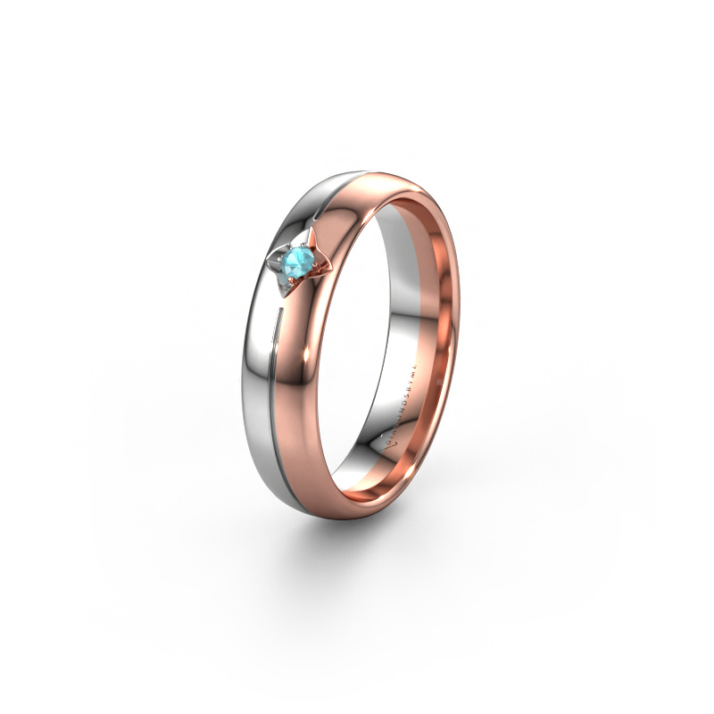 Image of Wedding ring WH0221L35X 585 rose gold ±0.20x0.06 in Blue topaz