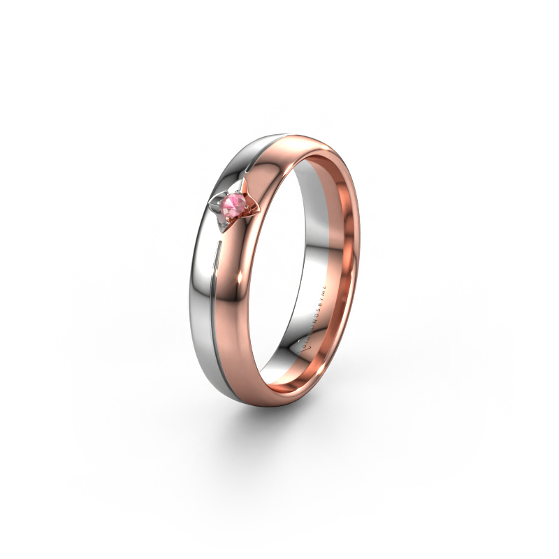 Image of Wedding ring WH0221L35X 585 rose gold ±5x1.5 mm Tourmaline pink