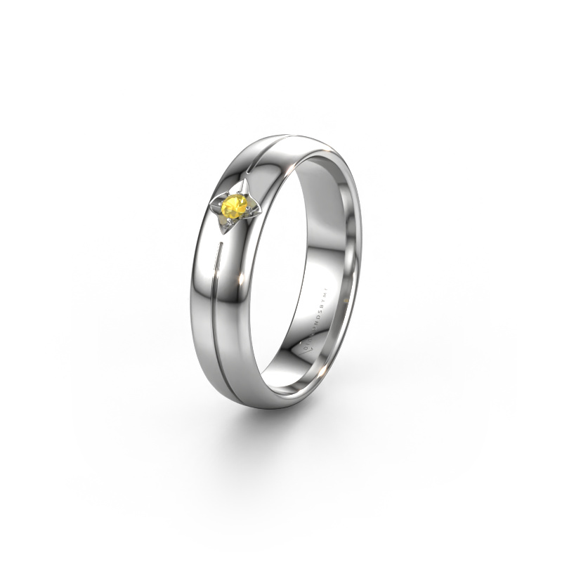 Image of Wedding ring WH0221L35X 950 platinum ±0.20x0.06 in Yellow sapphire