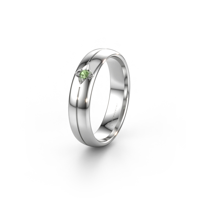Immagine di Fede nuziale WH0221L35X 950 platino ±5 x 1,5 mm Tormalina verde