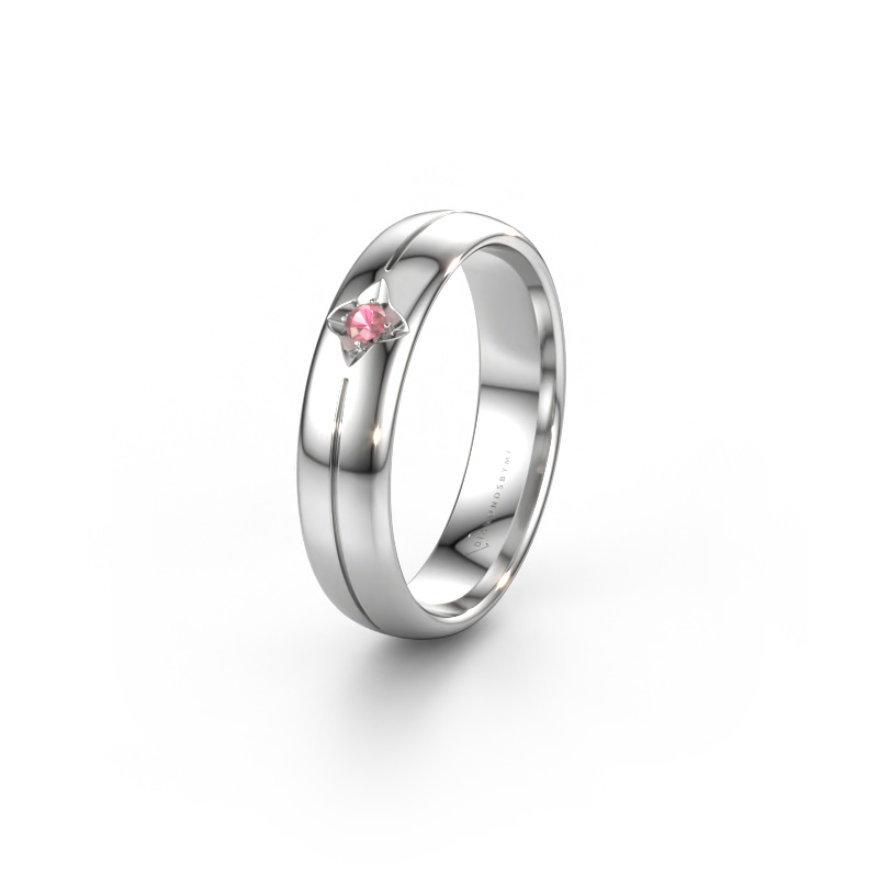 Immagine di Fede nuziale WH0221L35X 585 oro bianco ±5 x 1,5 mm Tormalina rosa