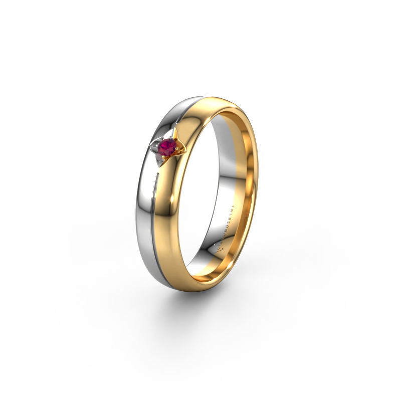 Image of Wedding ring WH0221L35X 585 gold ±0.20x0.06 in Rhodolite