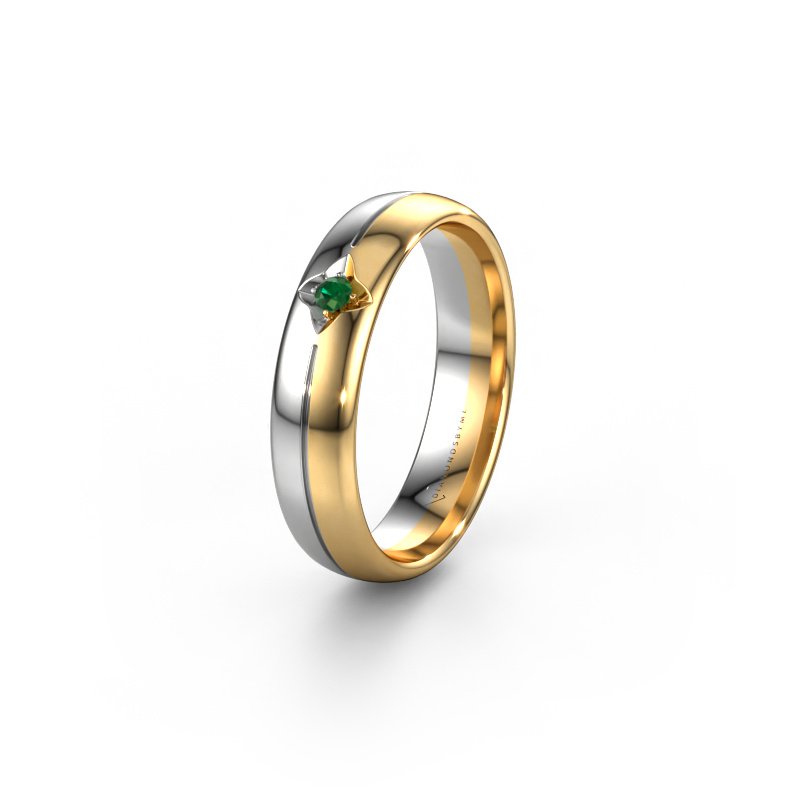 Image of Wedding ring WH0221L35X 585 gold ±0.20x0.06 in Emerald