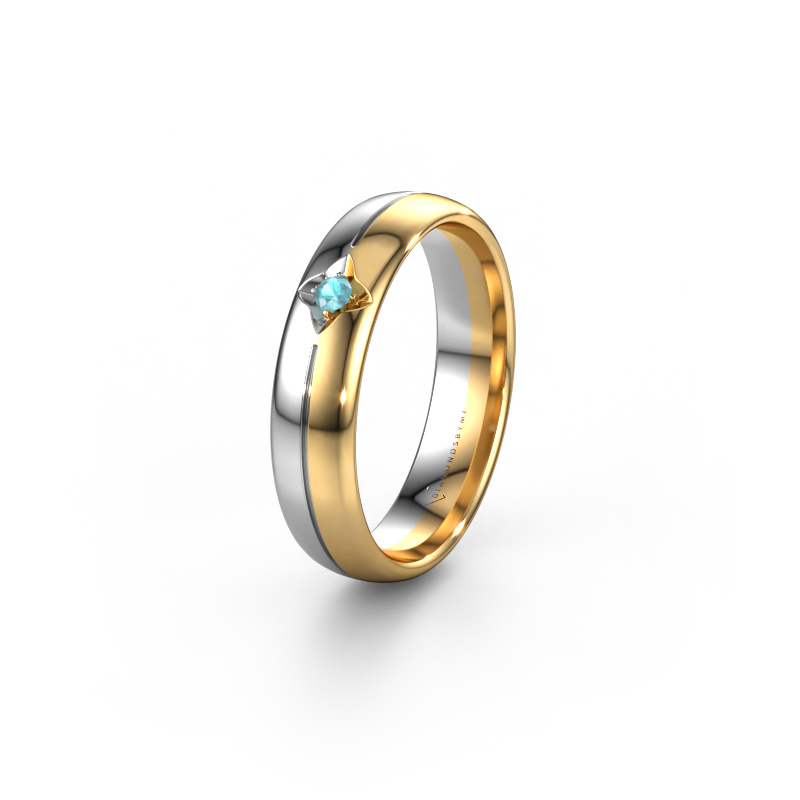 Image of Wedding ring WH0221L35X 585 gold ±0.20x0.06 in Blue topaz