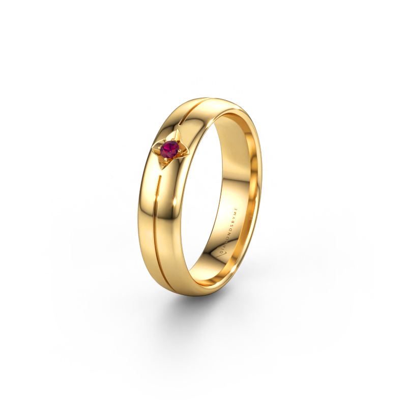 Immagine di Fede nuziale WH0221L35X 585 oro ±5 x 1,5 mm Rodolite