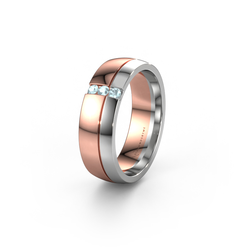Image of Wedding ring WH0223L56A 585 rose gold ±0.24x0.07 in Aquamarine