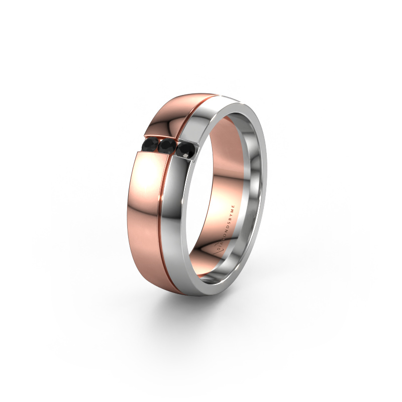 Image of Wedding ring WH0223L56A 585 rose gold ±0.24x0.07 in Black diamond