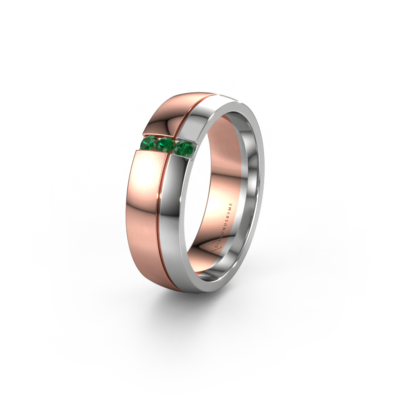 Image of Wedding ring WH0223L56A 585 rose gold ±0.24x0.07 in Emerald