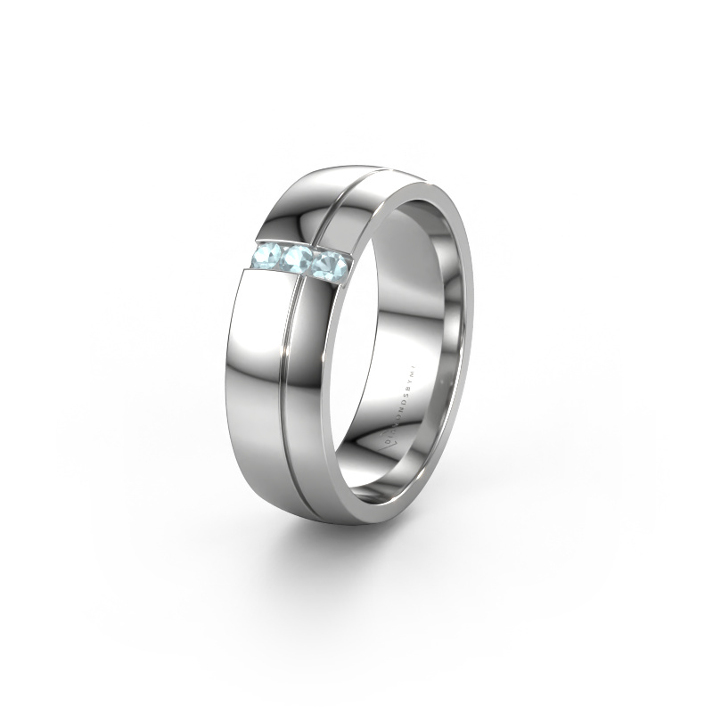 Image of Wedding ring WH0223L56A 585 white gold ±0.24x0.07 in Aquamarine