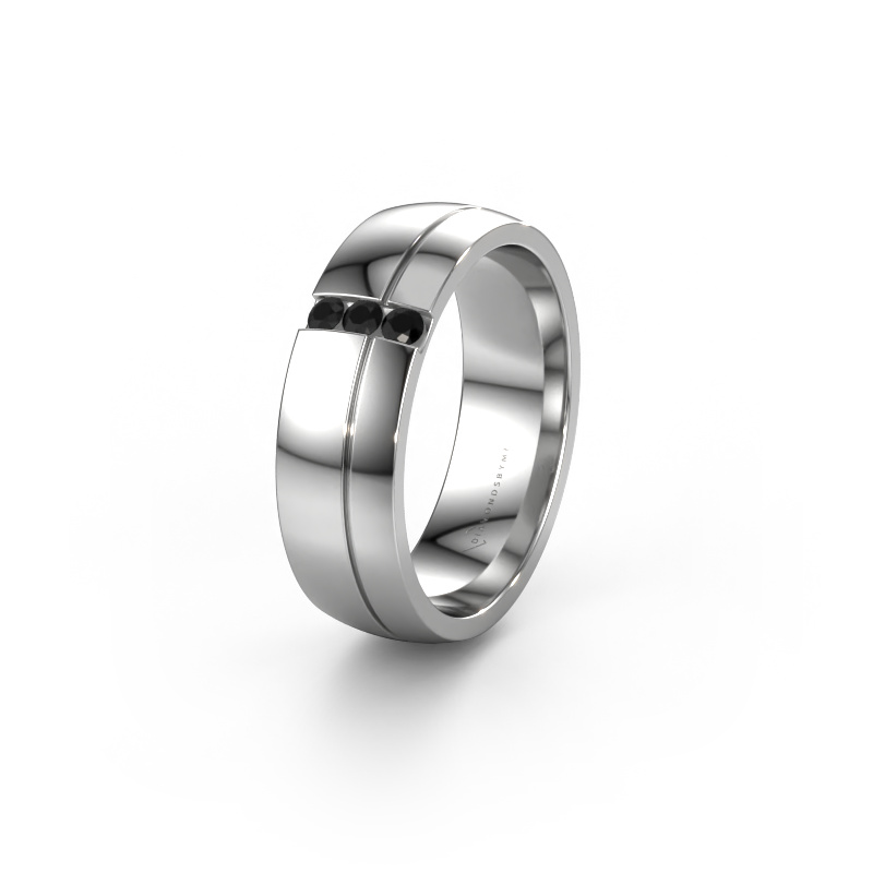 Image of Wedding ring WH0223L56A 585 white gold ±0.24x0.07 in Black diamond