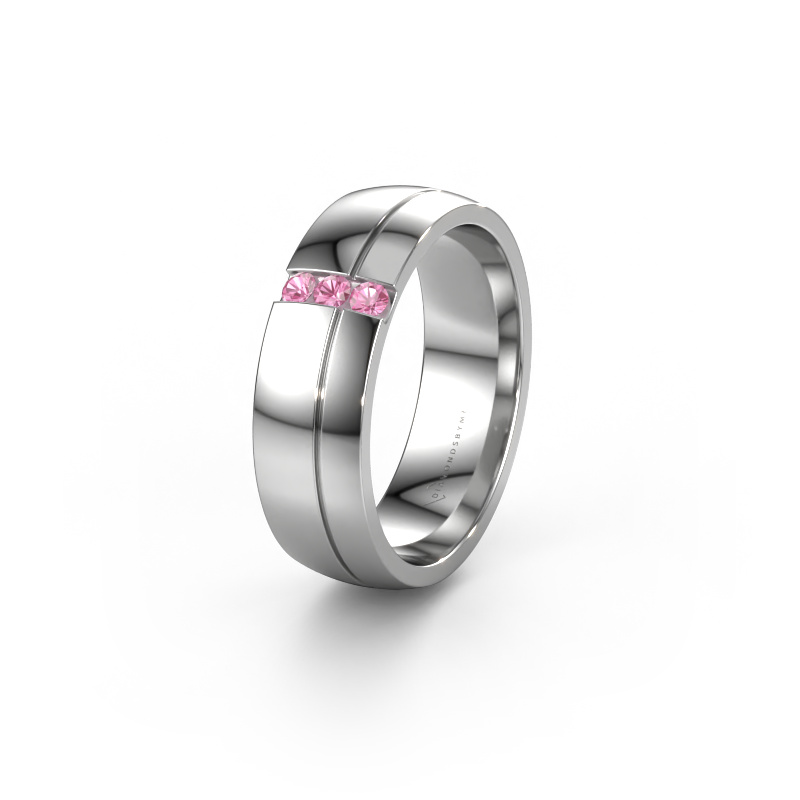 Image of Wedding ring WH0223L56A 585 white gold ±0.24x0.07 in Pink sapphire