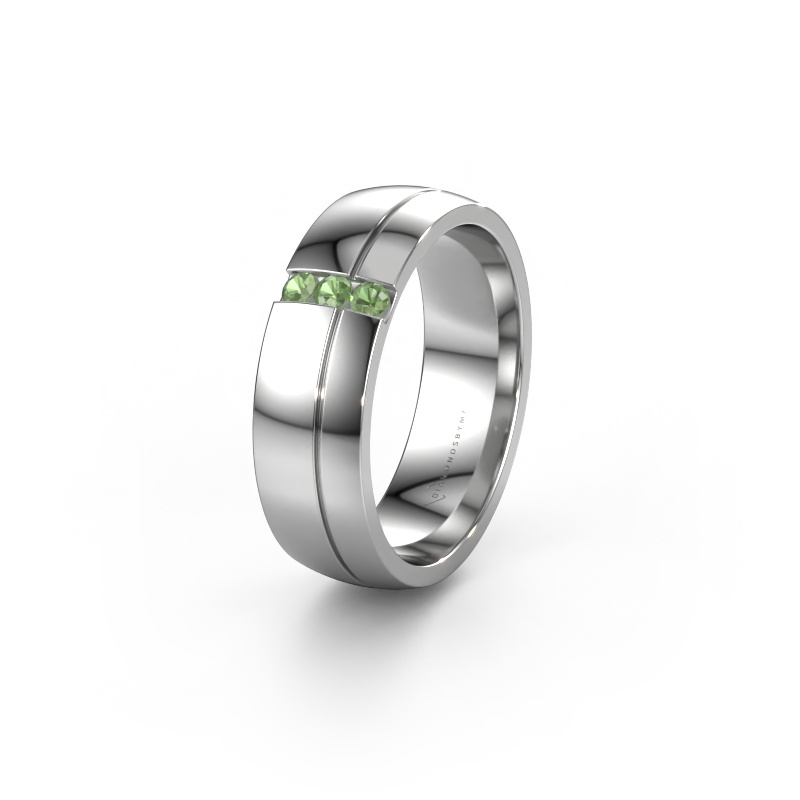 Afbeelding van Trouwring WH0223L56A 585 witgoud ±6x1.7 mm Toermalijn groen