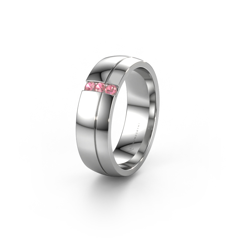 Image of Wedding ring WH0223L56A 950 platinum ±0.24x0.07 in Tourmaline pink