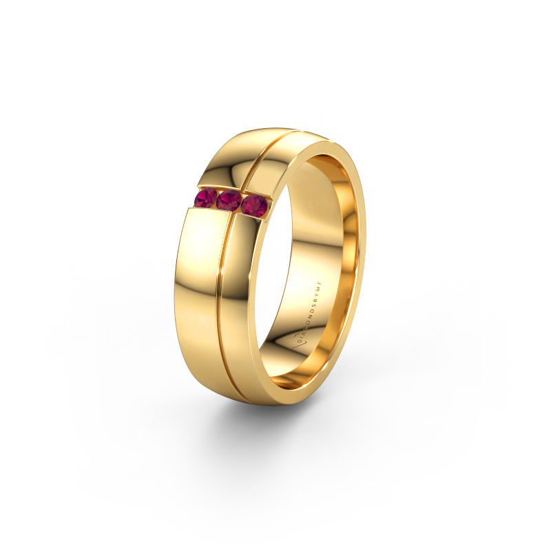 Immagine di Fede nuziale WH0223L56A 585 oro ±6 x 1,7 mm Rodolite