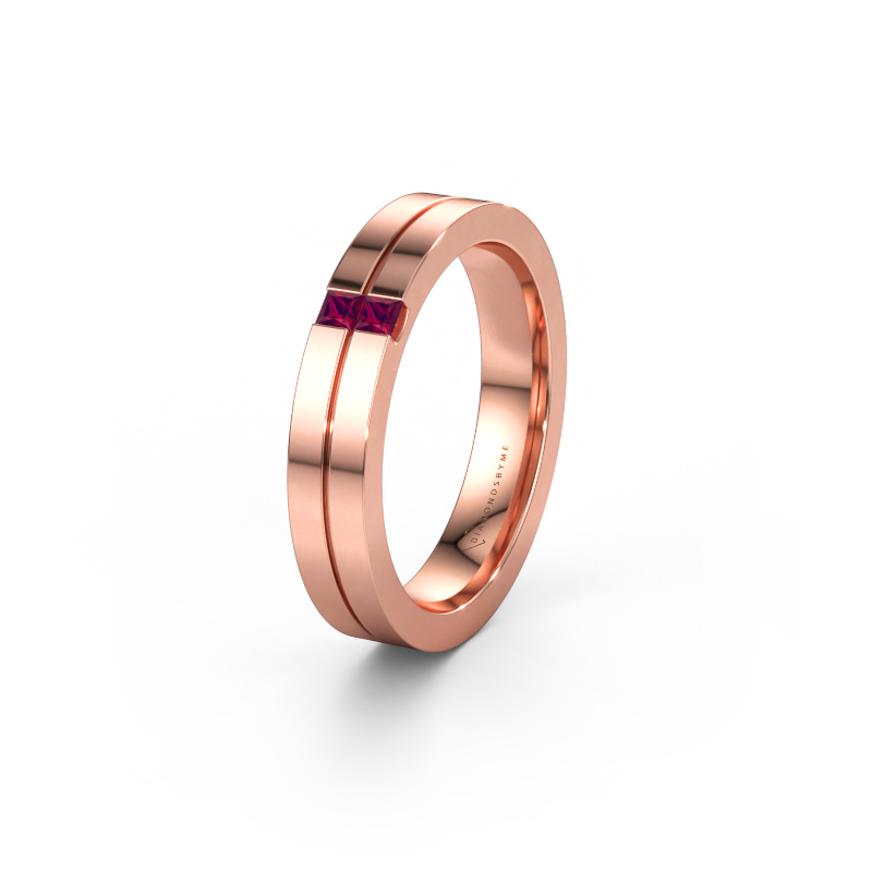 Immagine di Fede nuziale WH0225L14B 585 oro rosa ±4 x 2 mm Rodolite