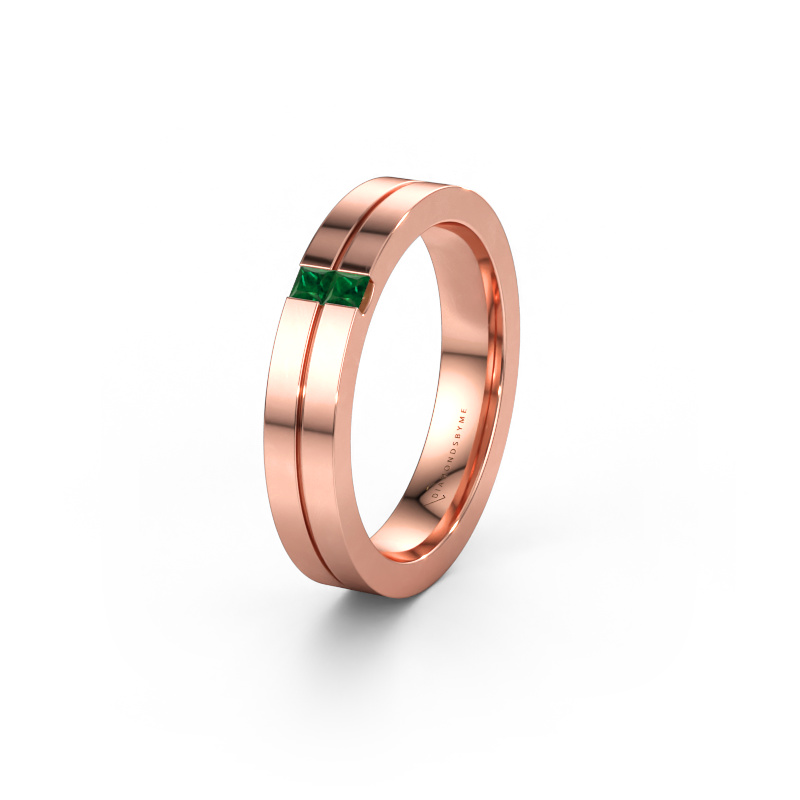 Immagine di Fede nuziale WH0225L14B 585 oro rosa ±4 x 2 mm Smeraldo