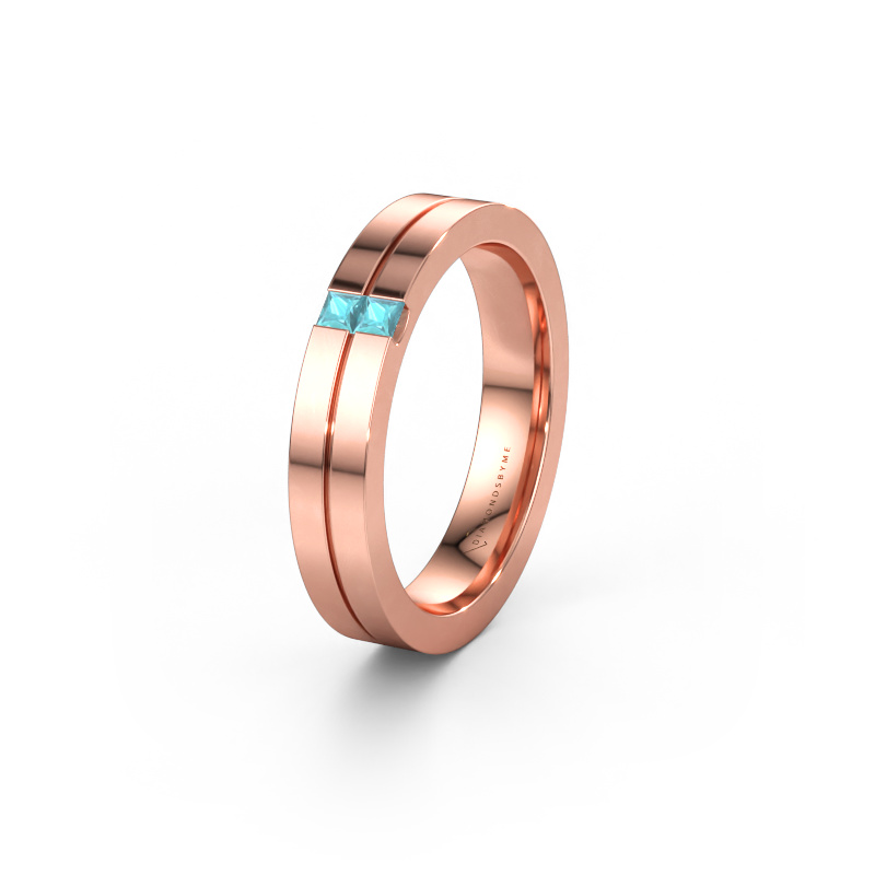 Bild av Vigselring WH0225L14B 585 roséguld ±4 x 2 mm Blå topas