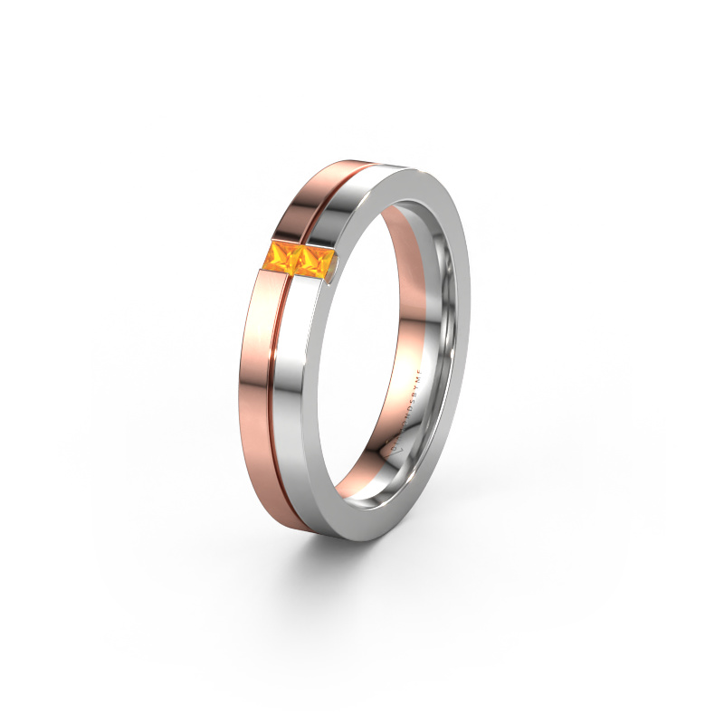 Image of Wedding ring WH0225L14B 585 rose gold ±0.16x0.08 in Citrin