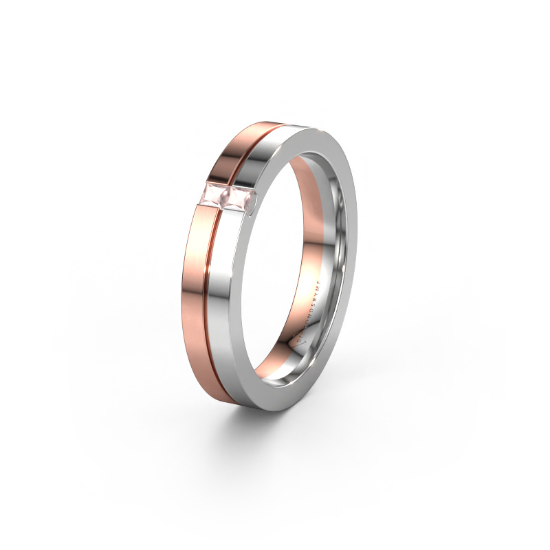 Image of Wedding ring WH0225L14B 585 rose gold ±0.16x0.08 in Morganite champagne