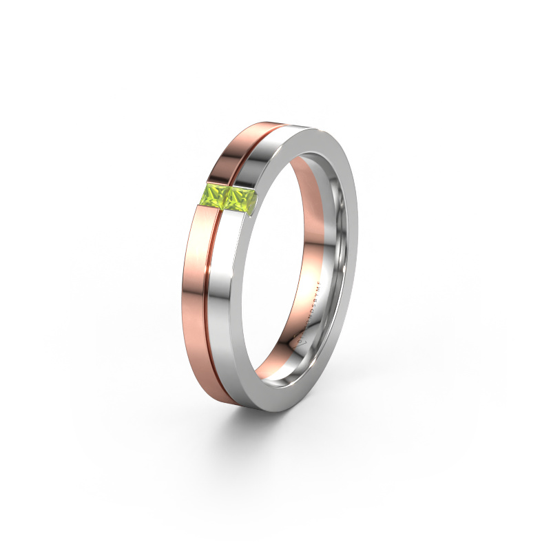 Image of Wedding ring WH0225L14B 585 rose gold ±4x2 mm Peridot