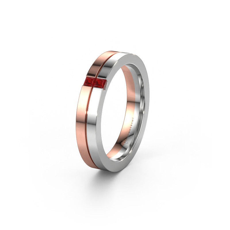 Image of Wedding ring WH0225L14B 585 rose gold ±4x2 mm Ruby
