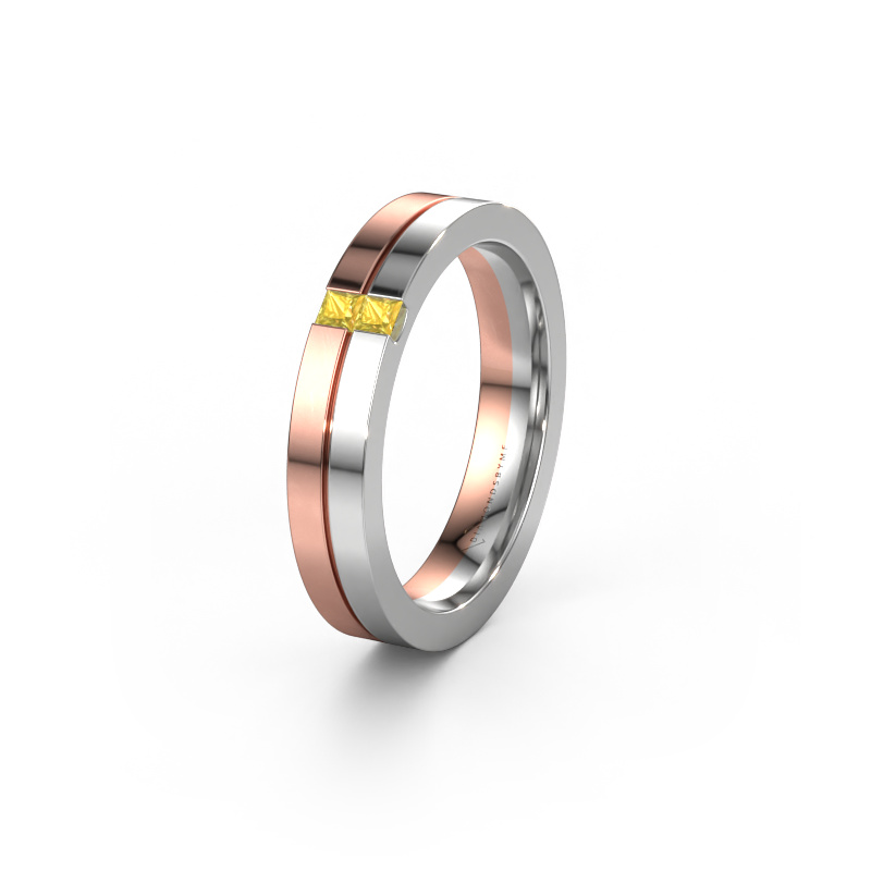 Image of Wedding ring WH0225L14B 585 rose gold ±0.16x0.08 in Yellow sapphire