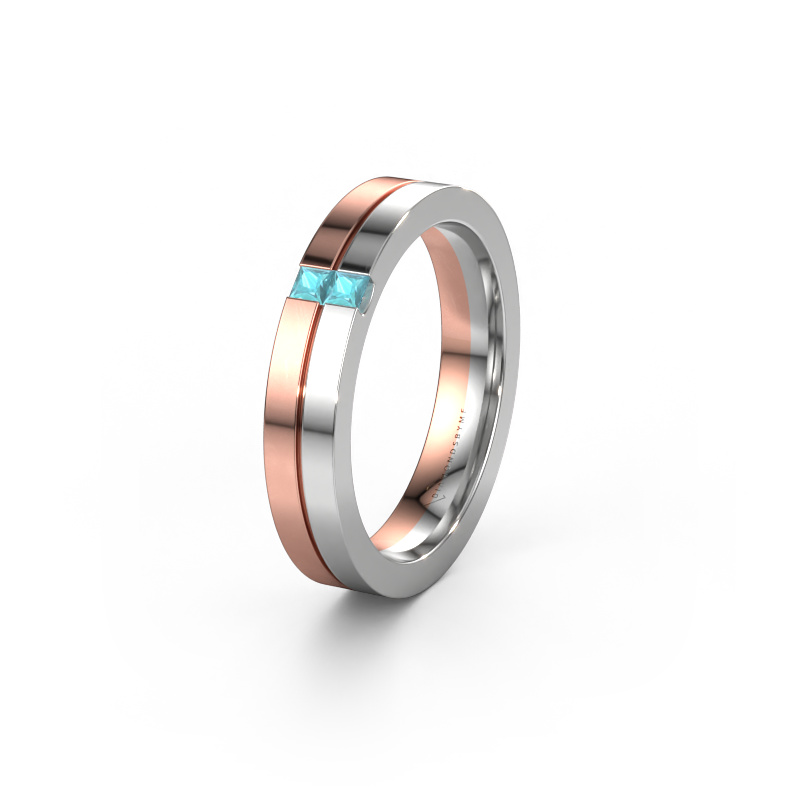 Image of Wedding ring WH0225L14B 585 rose gold ±0.16x0.08 in Blue topaz