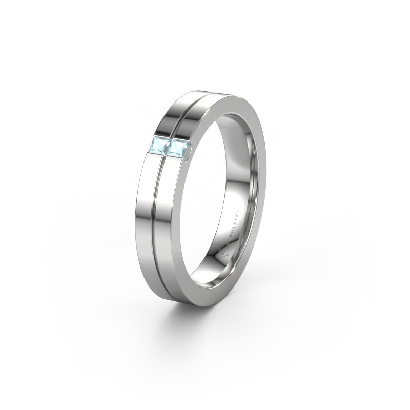 Image of Wedding ring WH0225L14B 950 platinum ±0.16x0.08 in Aquamarine