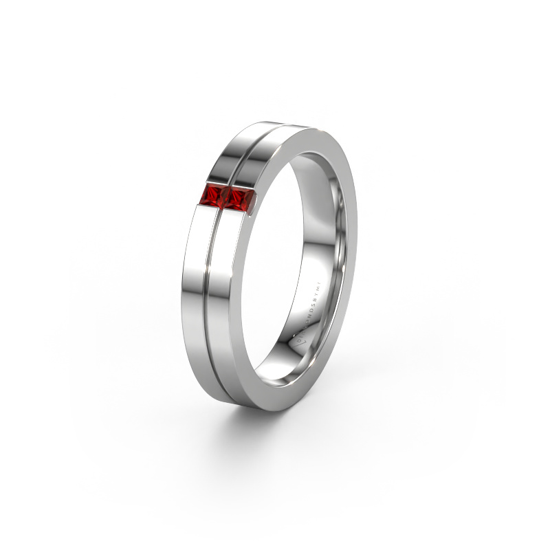 Image of Wedding ring WH0225L14B 585 white gold ±4x2 mm Garnet