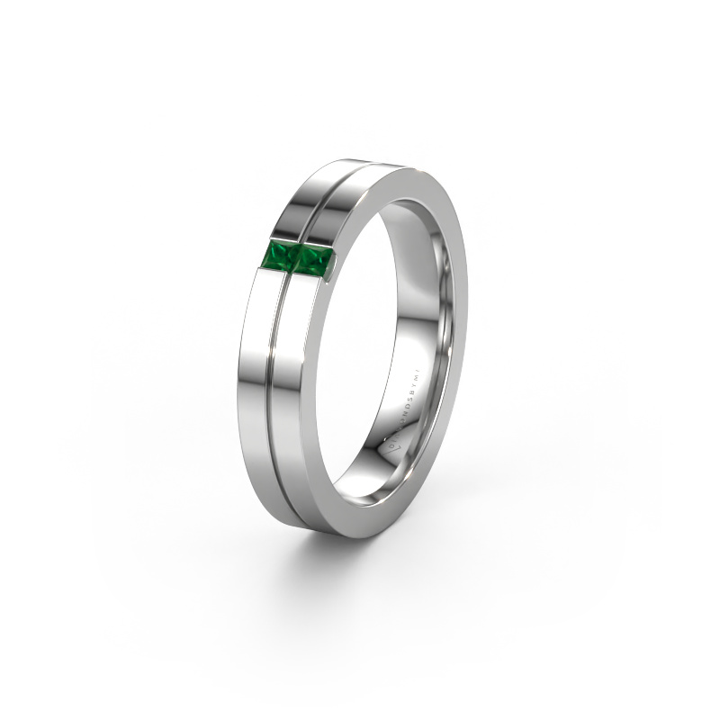 Image of Wedding ring WH0225L14B 585 white gold ±0.16x0.08 in Emerald