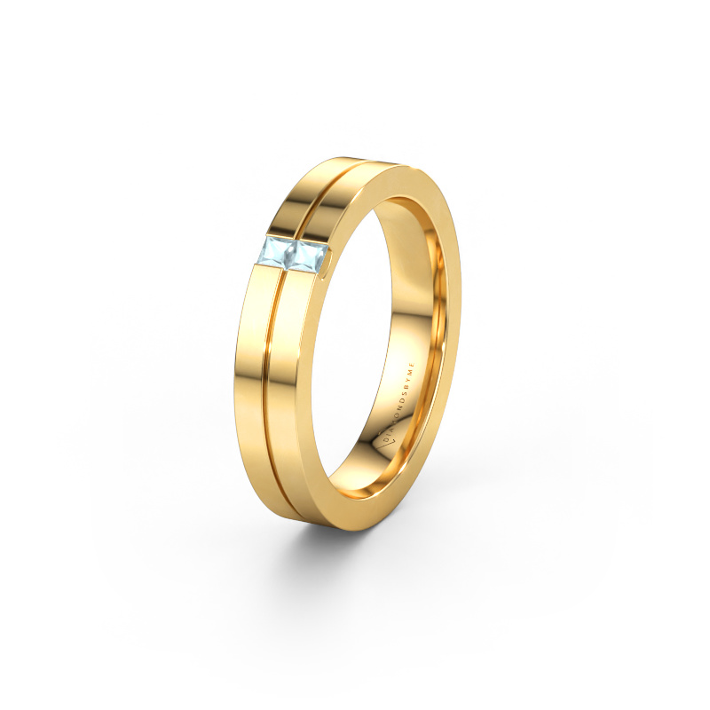 Immagine di Fede nuziale WH0225L14B 585 oro ±4 x 2 mm Acquamarina