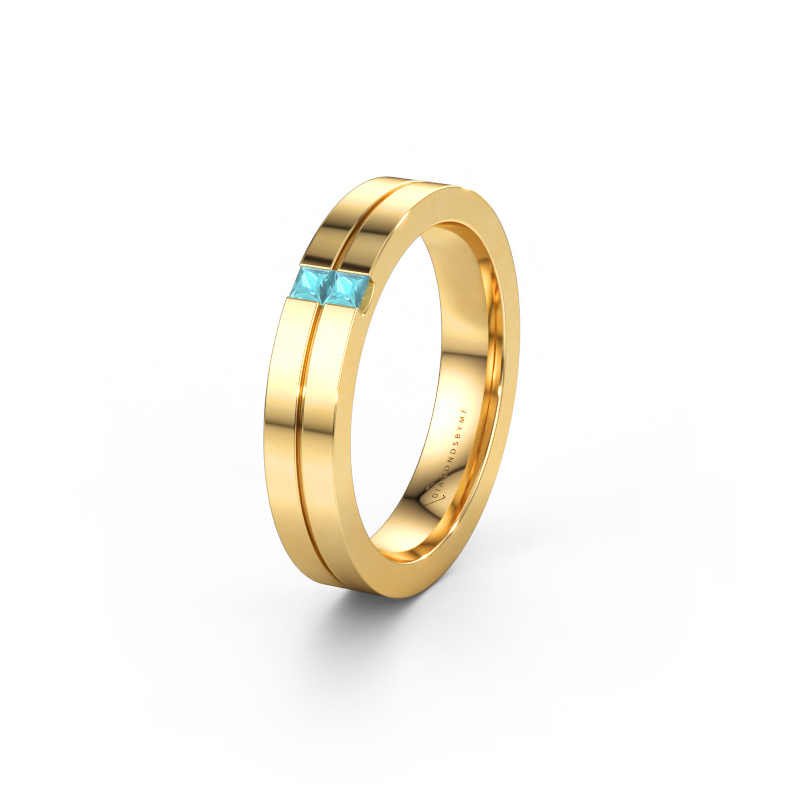 Bild av Vigselring WH0225L14B 585 gult guld ±4 x 2 mm Blå topas