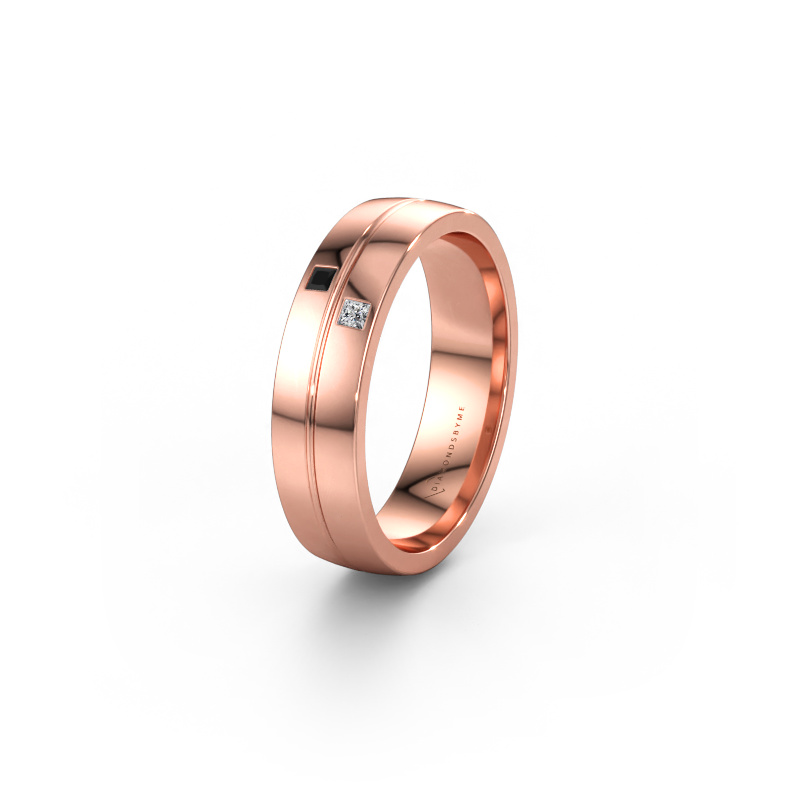 Immagine di Fede nuziale WH0231L25BP 585 oro rosa ±5 x 2 mm Diamante nero
