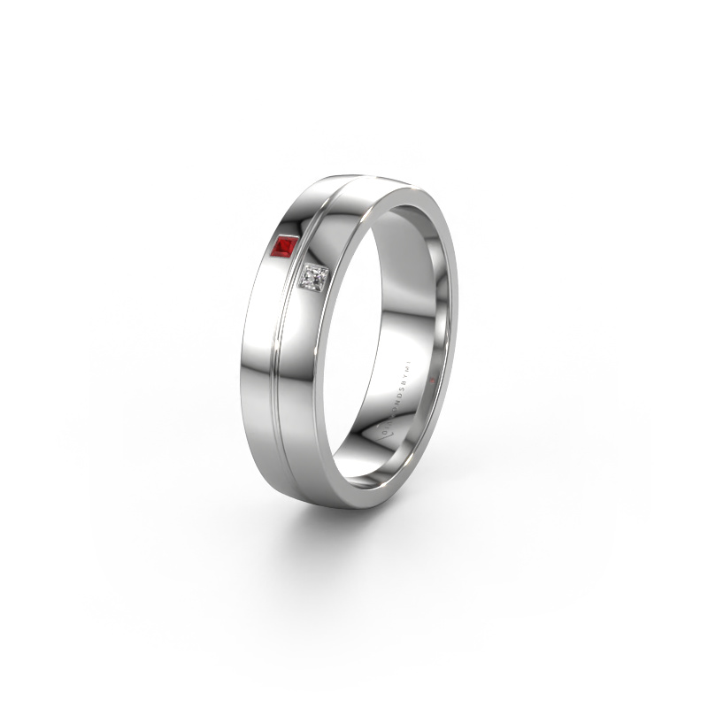 Image of Wedding ring WH0231L25BP 585 white gold ±5x2 mm Ruby