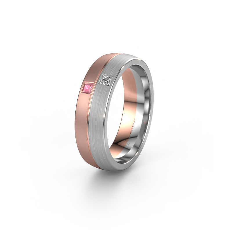 Image of Wedding ring WH0250L26BM 585 rose gold ±0.24x0.08 in Tourmaline pink