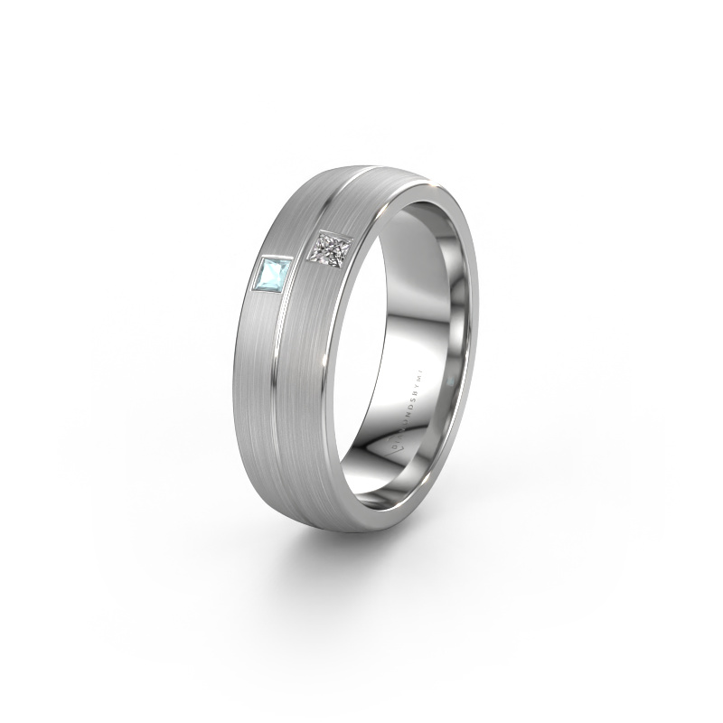 Bild von Trauring WH0250L26BM 950 Platin ±6x2 mm Aquamarin