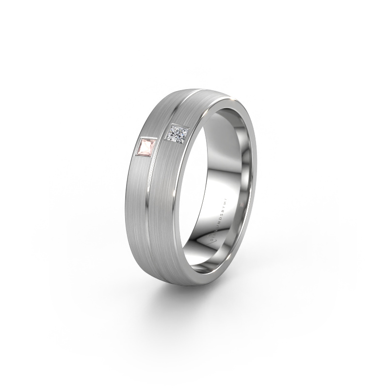 Image of Wedding ring WH0250L26BM 585 white gold ±0.24x0.08 in Morganite champagne