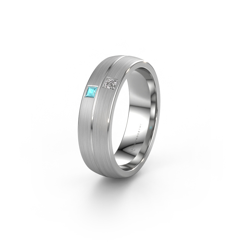 Image of Wedding ring WH0250L26BM 585 white gold ±0.24x0.08 in Blue topaz