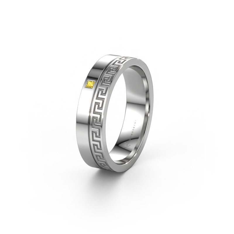 Image of Weddings ring WH0252L24X 950 platinum ±0.16x0.06 in Yellow sapphire