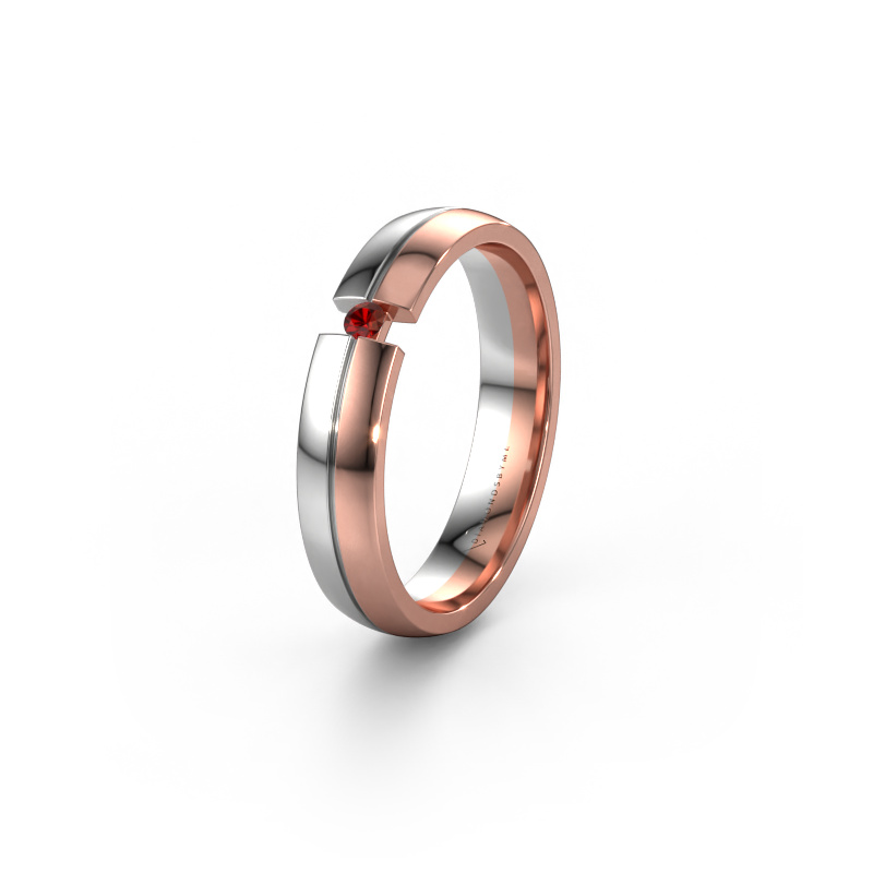 Image of Wedding ring WH0254L24X 585 rose gold ±0.16x0.06 in Garnet