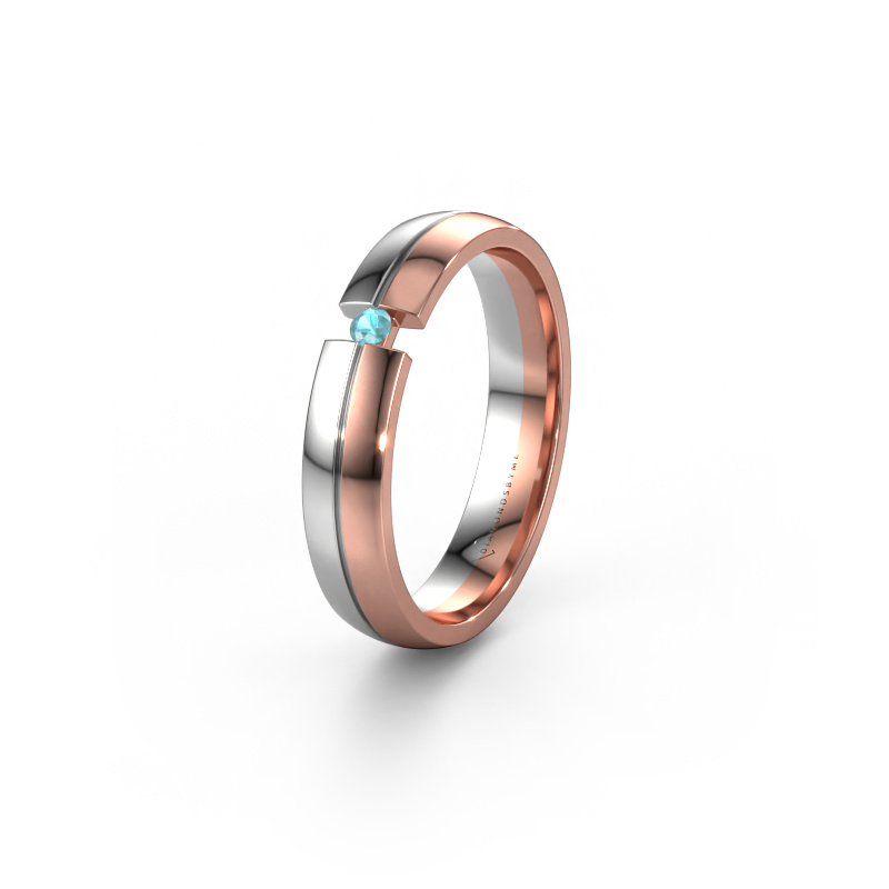 Image of Wedding ring WH0254L24X 585 rose gold ±0.16x0.06 in Blue topaz
