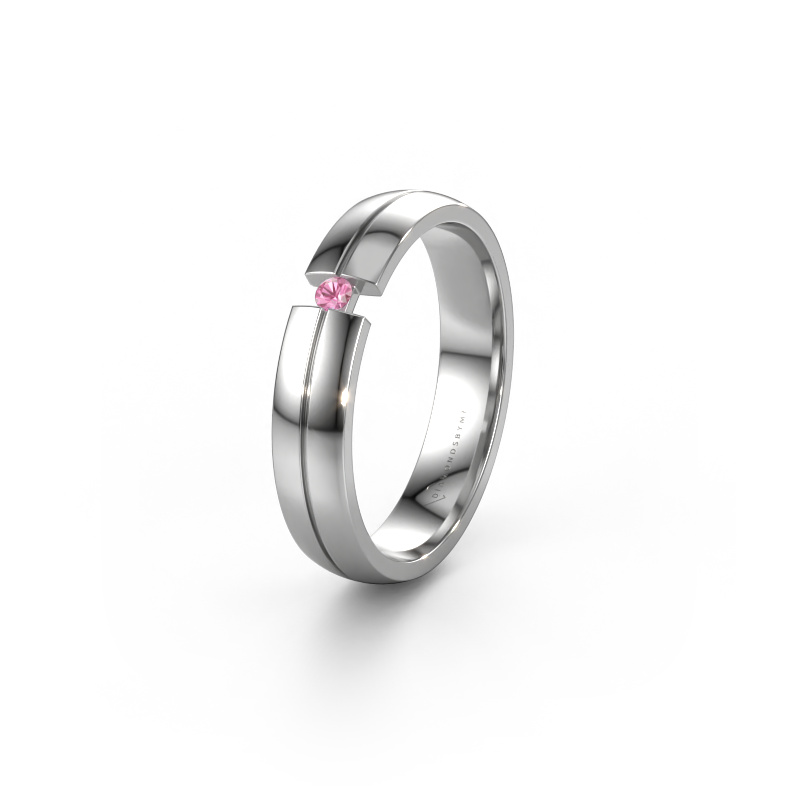 Image of Wedding ring WH0254L24X 585 white gold ±4x1.5 mm Pink sapphire