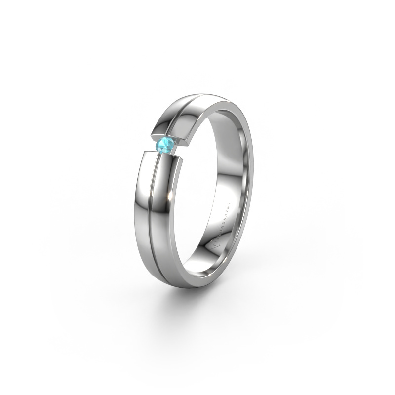 Image of Wedding ring WH0254L24X 585 white gold ±0.16x0.06 in Blue topaz
