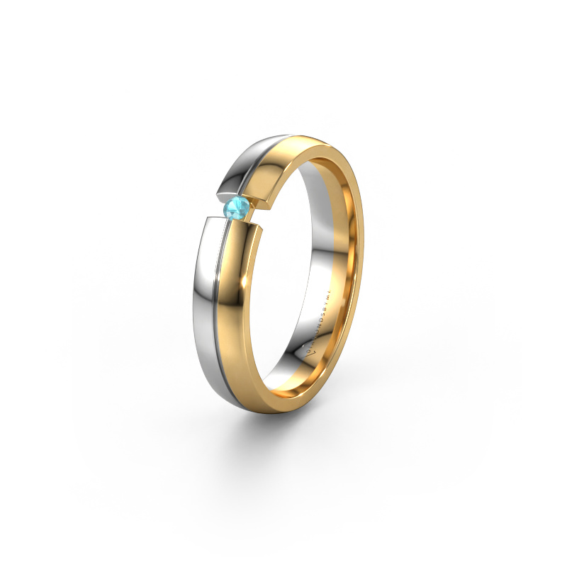 Image of Wedding ring WH0254L24X 585 gold ±4x1.5 mm Blue topaz